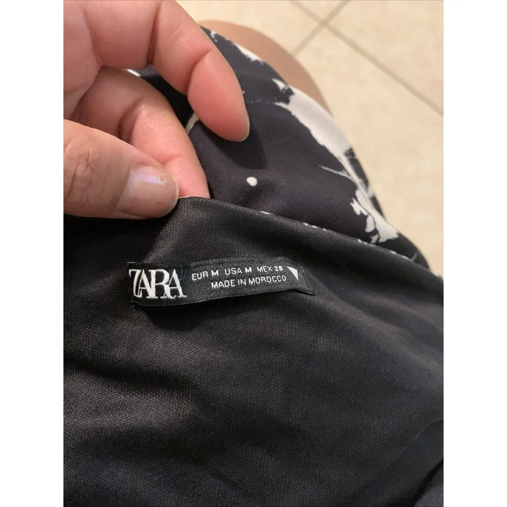 Zara mini dress printed asymmetric black white Size M - Picture 6 of 7